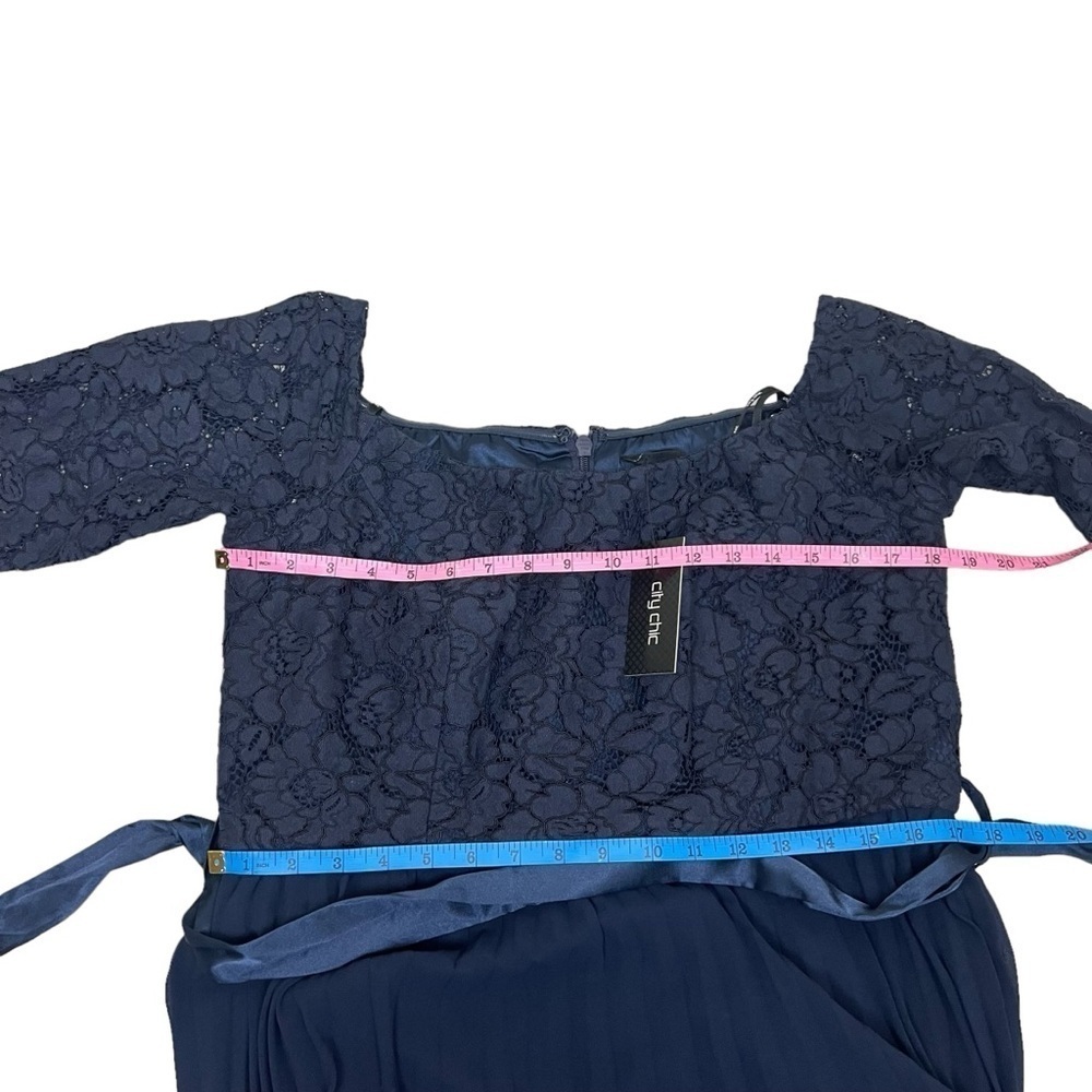 CITY CHIC Off-The-Shoulder A-Line Gown Navy Blue 14 - Picture 3 of 11
